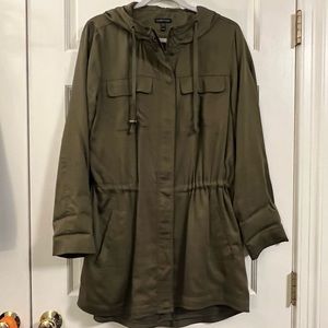 Eileen Fisher Utility Jacket with Drawstring & Hood -Olive- Size Med